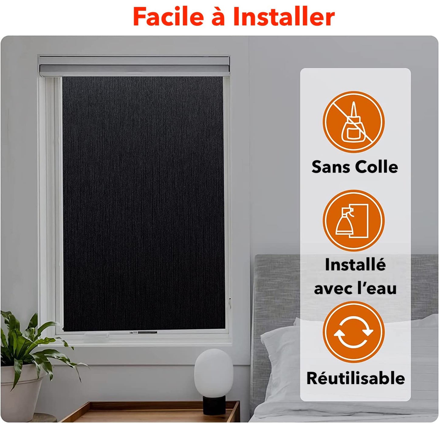 Film Fenêtre Teinté Opaque Noir Anti-regards, 100% Occultant & Protection UV