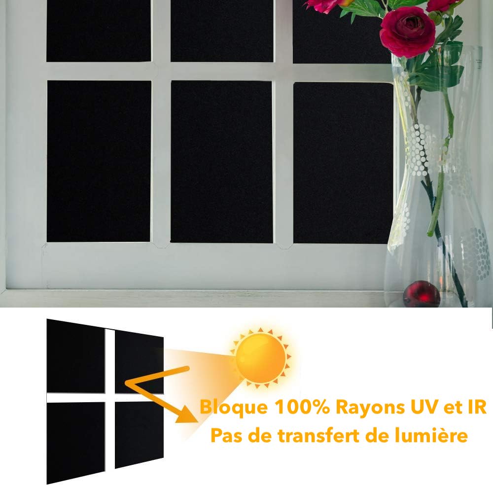 Film Fenêtre Teinté Opaque Noir Anti-regards, 100% Occultant & Protection UV