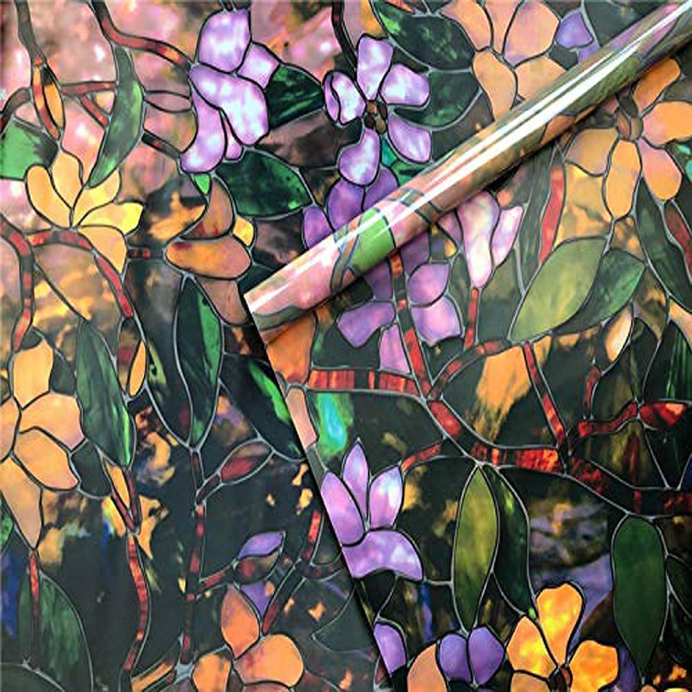 Film Adhésif Décoratif pour Fenêtre 3D Anti-regards - Motif Mangolia