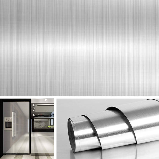 Adhésif Acier Inoxydable Effet Nickel Brossé pour Cuisine & Électroménager 3m*60cm
