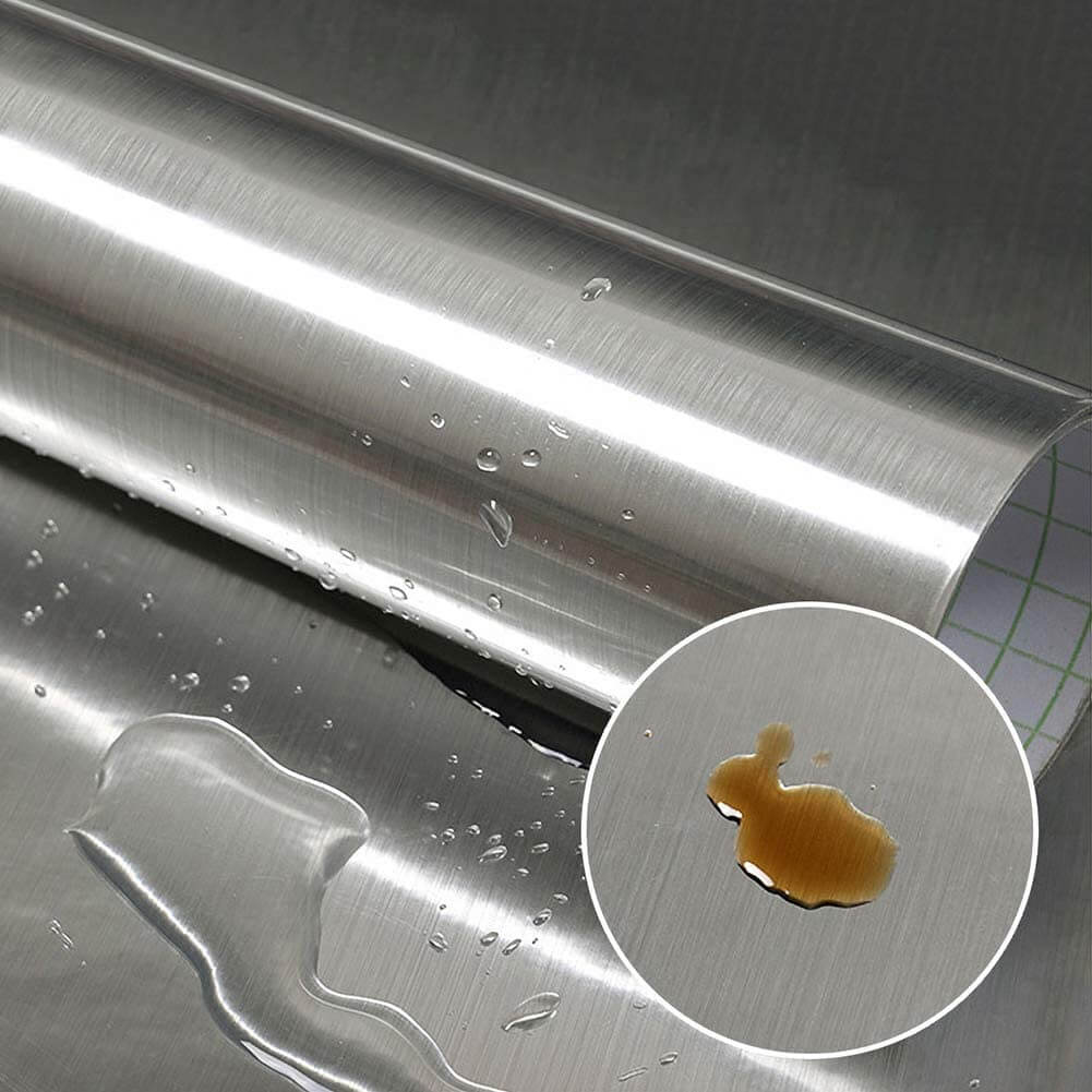 Adhésif Acier Inoxydable Effet Nickel Brossé pour Cuisine & Électroménager 3m*60cm