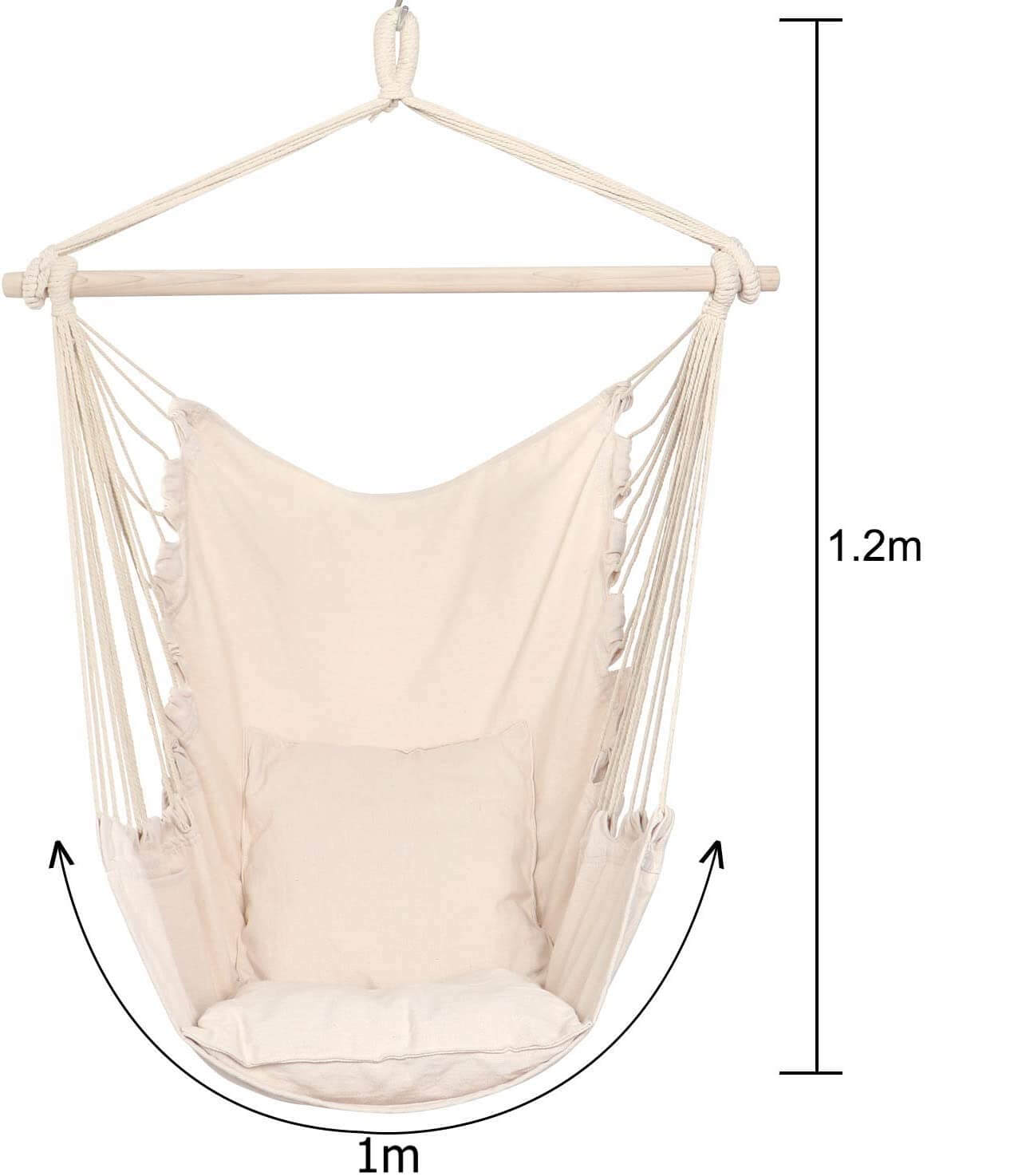 Fauteuil Suspendu Balançoire Hamac en Coton - Beige