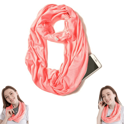 Echarpe à Poche Zipper Cachée Unisexe - Rose