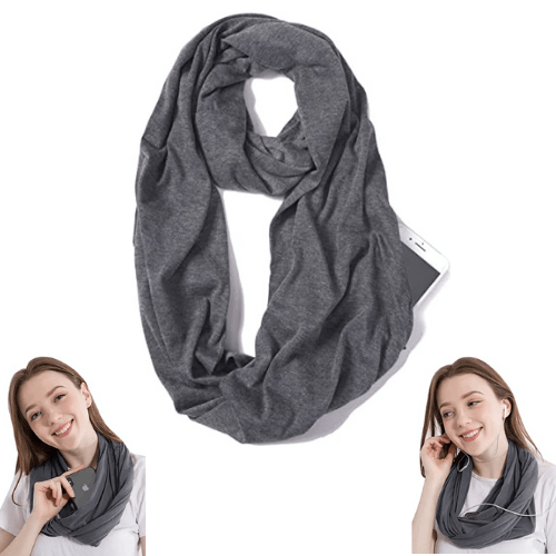 Echarpe à Poche Zipper Cachée Unisexe - Gris