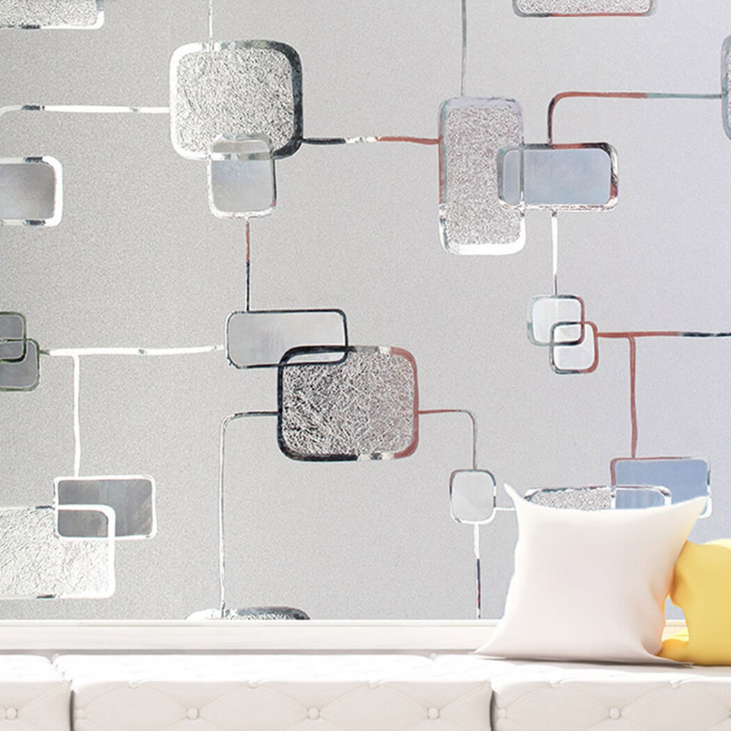 Film Décoratif Anti-regards pour Fenêtre 3D Statique - Motif Carreaux
