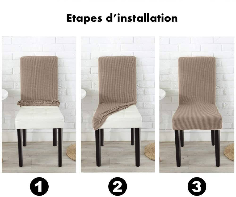 Housse de Chaise Extensible à Tissu Jacquard - Beige