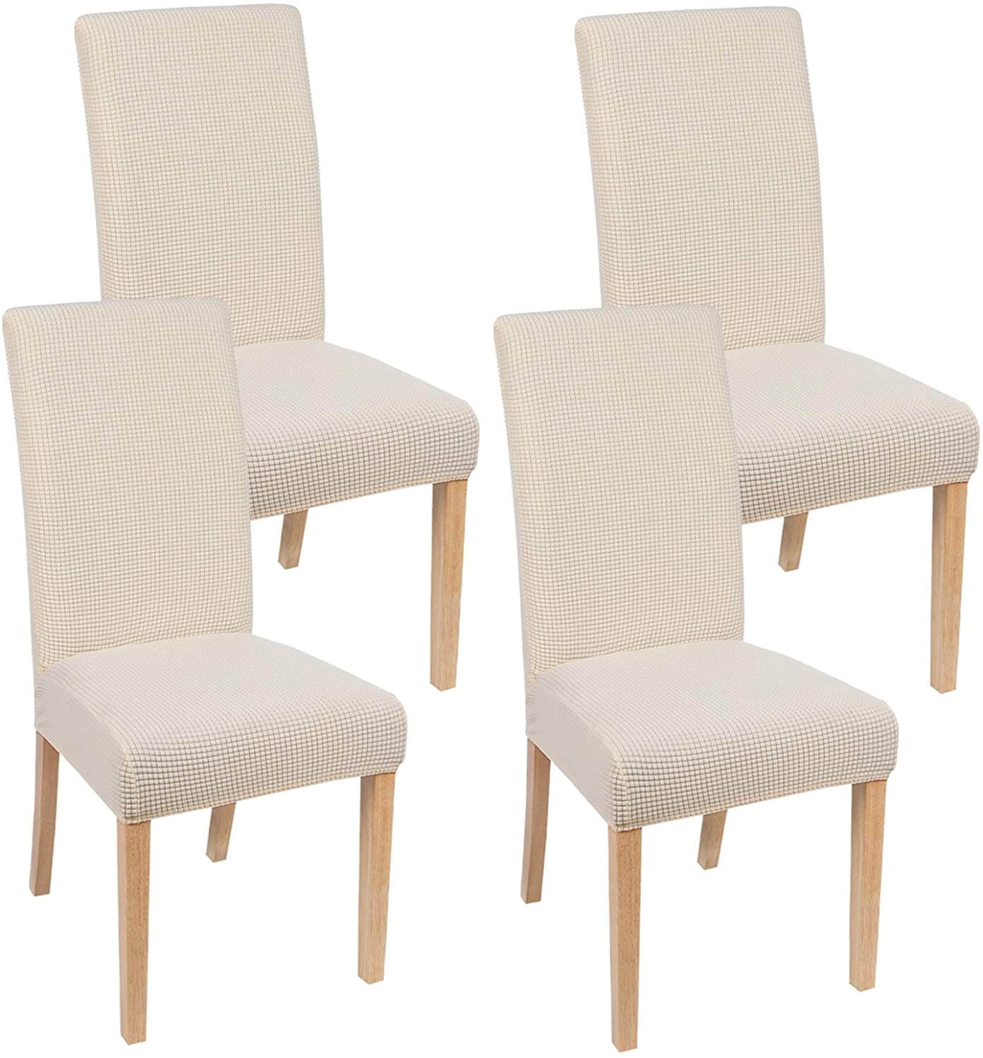Housse de Chaise Extensible à Tissu Jacquard - Beige