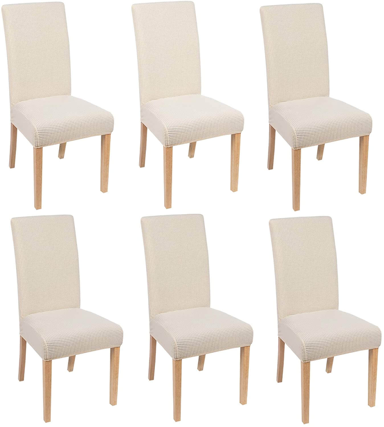 Housse de Chaise Extensible à Tissu Jacquard - Beige