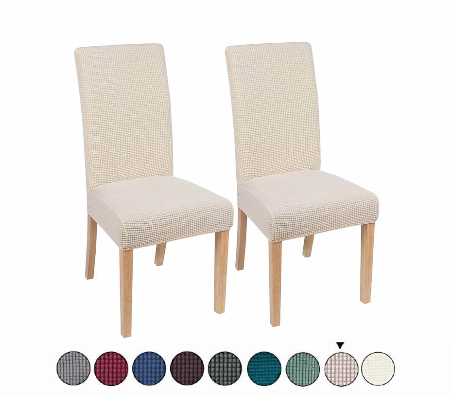 Housse de Chaise Extensible à Tissu Jacquard - Beige