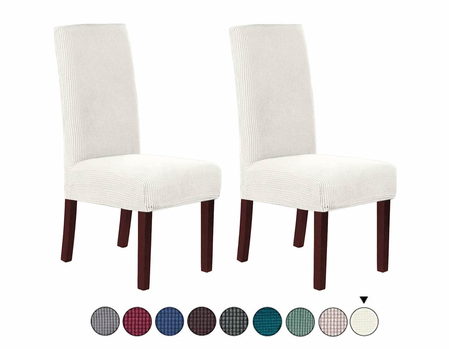Housse de Chaise Extensible à Tissu Jacquard - Blanc Cassé