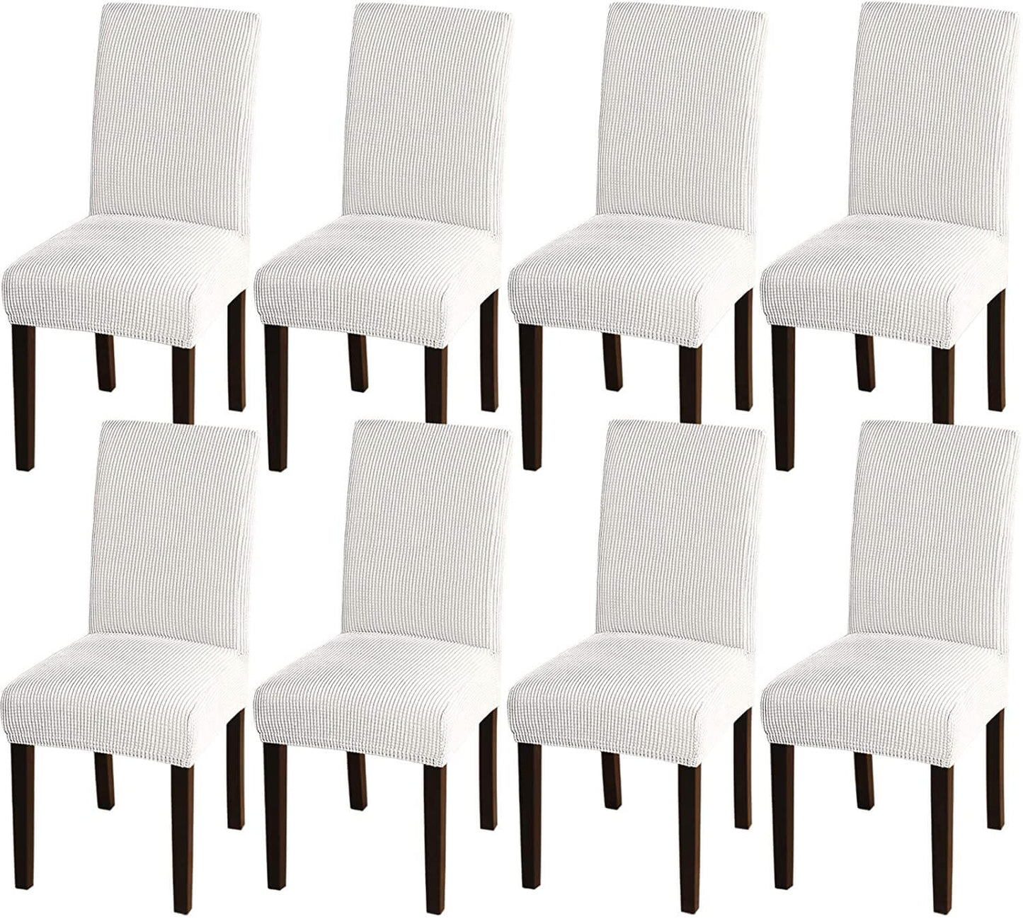 Housse de Chaise Extensible à Tissu Jacquard - Blanc Cassé