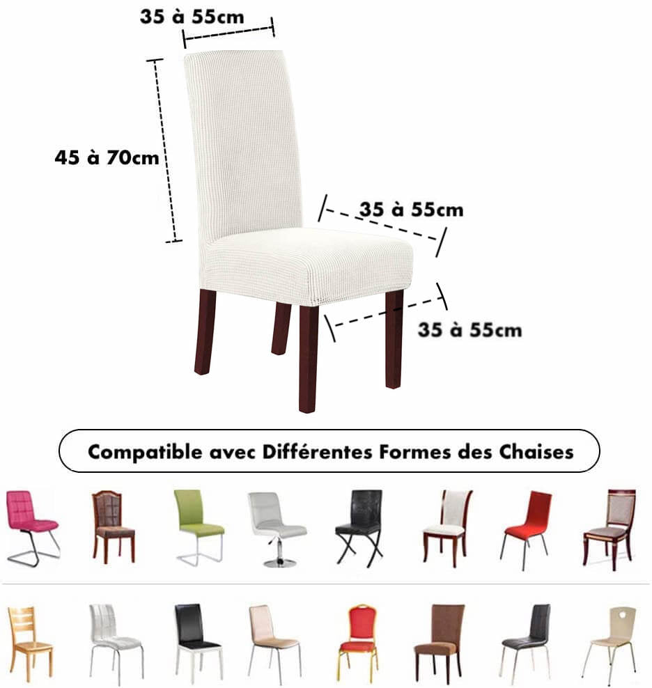 Housse de Chaise Extensible à Tissu Jacquard - Blanc Cassé