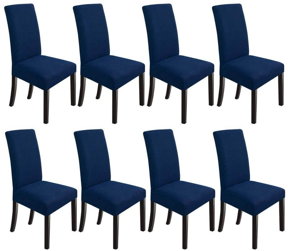 Housse de Chaise Extensible à Tissu Jacquard - Bleu