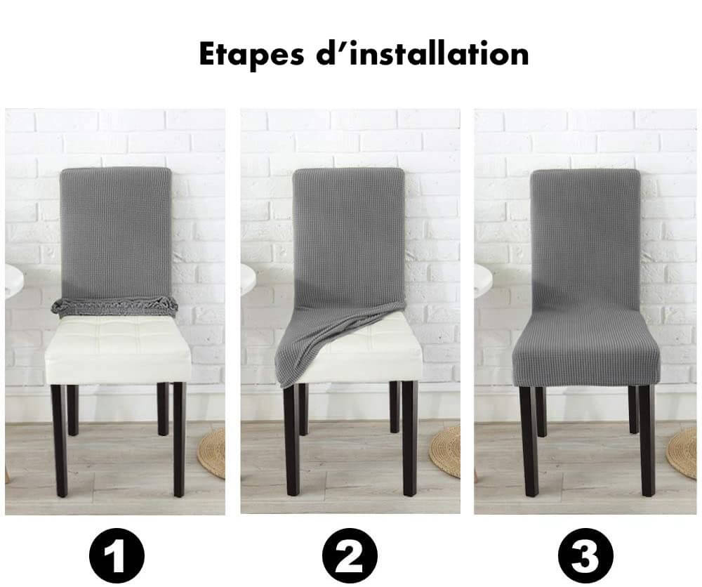 Housse de Chaise Extensible à Tissu Jacquard - Gris