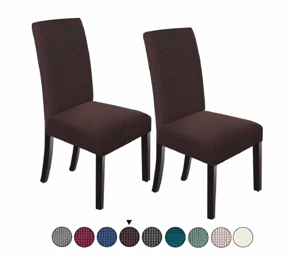 Housse de Chaise Extensible à Tissu Jacquard - Marron Chocolat