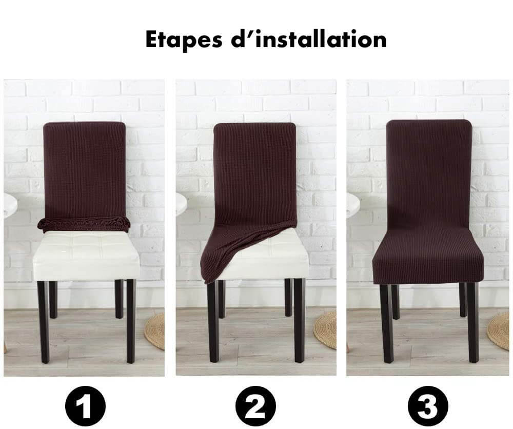 Housse de Chaise Extensible à Tissu Jacquard - Marron Chocolat