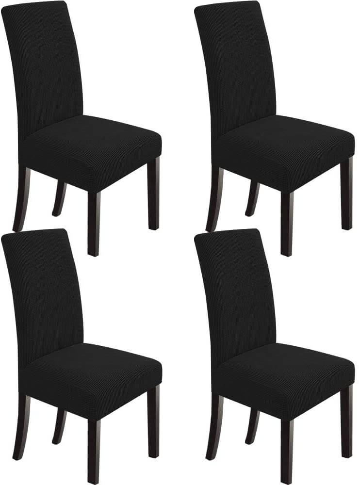 Housse de Chaise Extensible à Tissu Jacquard - Noir