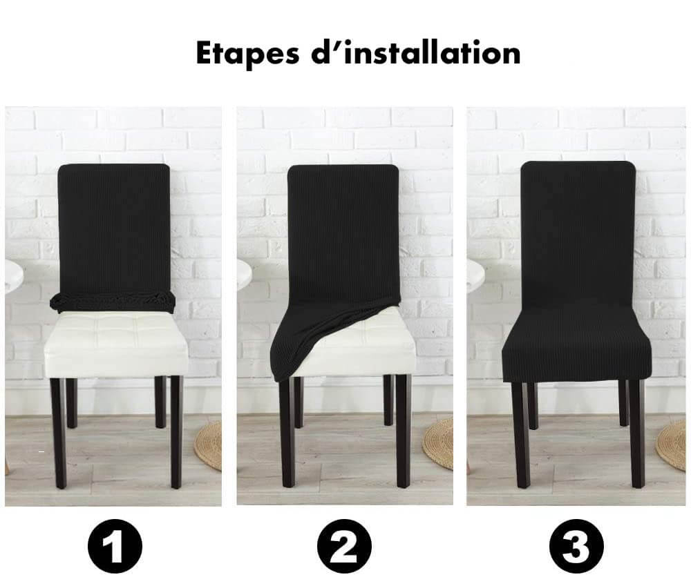 Housse de Chaise Extensible à Tissu Jacquard - Noir