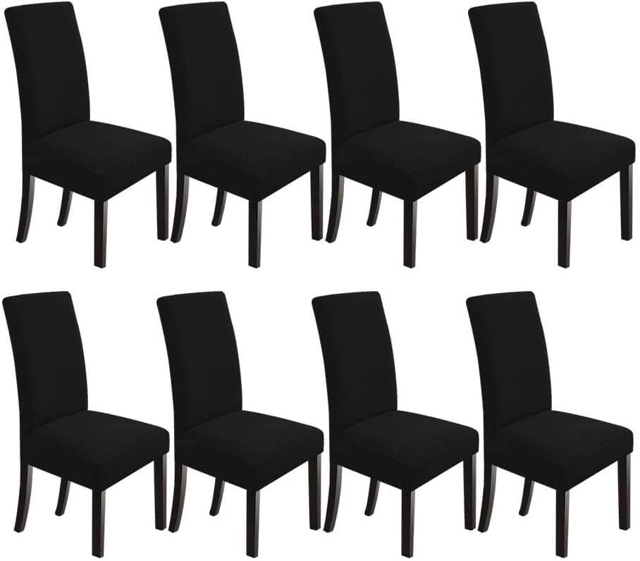 Housse de Chaise Extensible à Tissu Jacquard - Noir