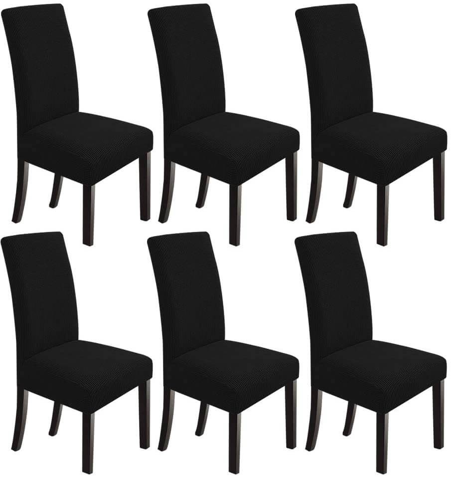 Housse de Chaise Extensible à Tissu Jacquard - Noir