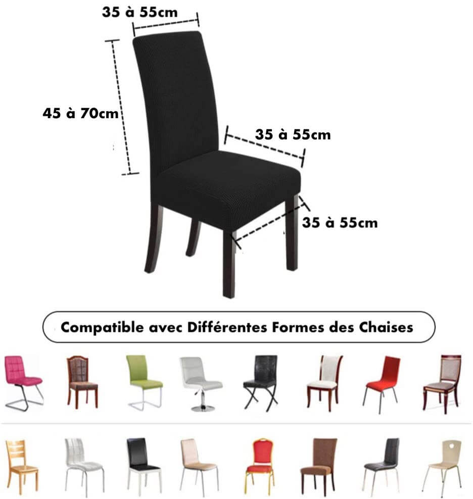 Housse de Chaise Extensible à Tissu Jacquard - Noir
