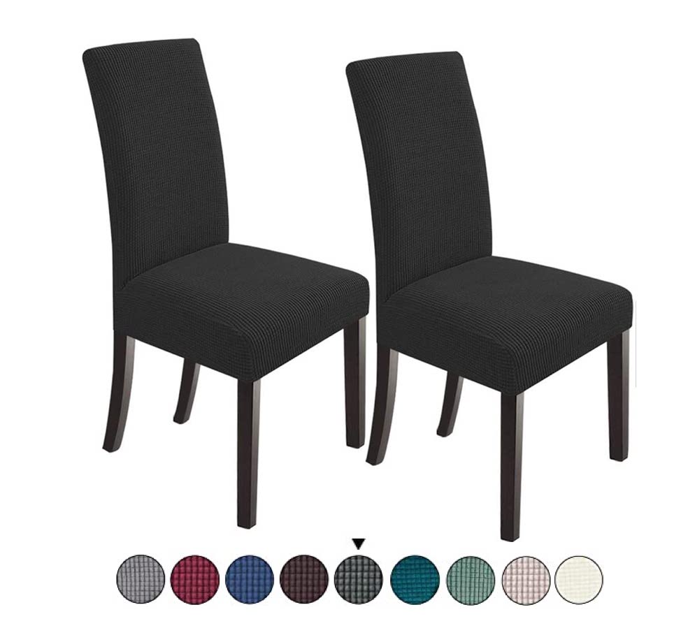 Housse de Chaise Extensible à Tissu Jacquard - Noir
