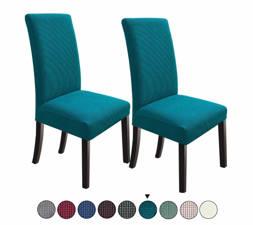 Housse de Chaise Extensible à Tissu Jacquard - Turquoise