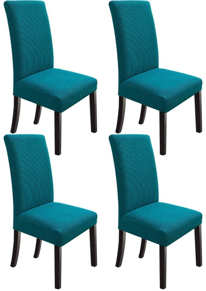 Housse de Chaise Extensible à Tissu Jacquard - Turquoise