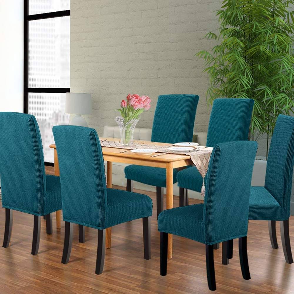 Housse de Chaise Extensible à Tissu Jacquard - Turquoise