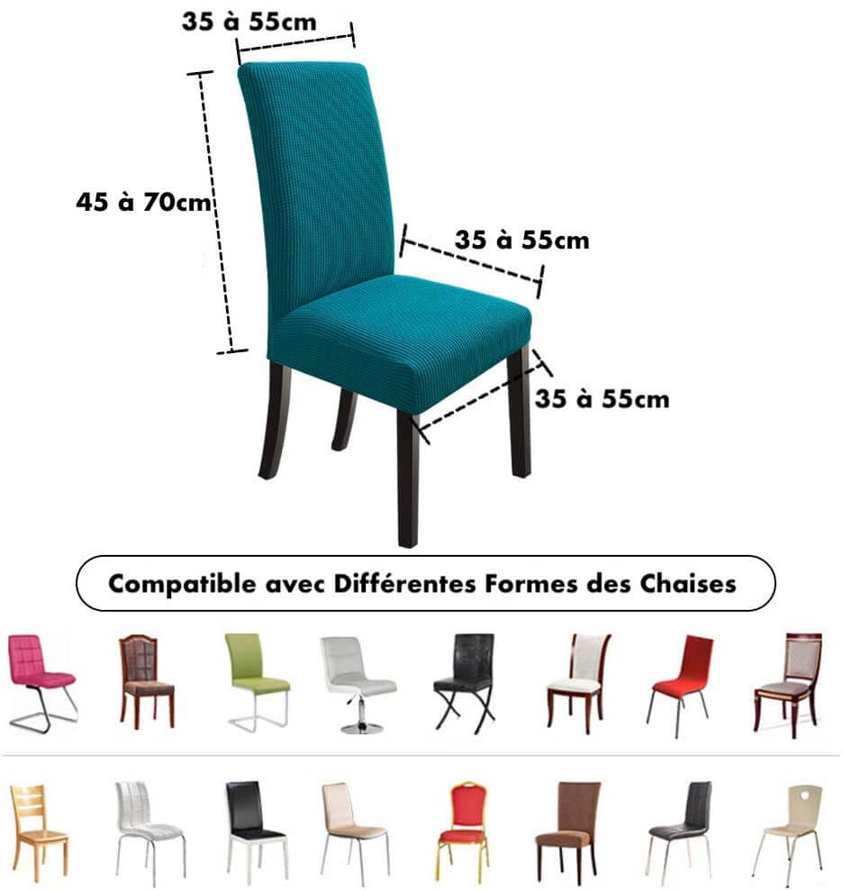 Housse de Chaise Extensible à Tissu Jacquard - Turquoise