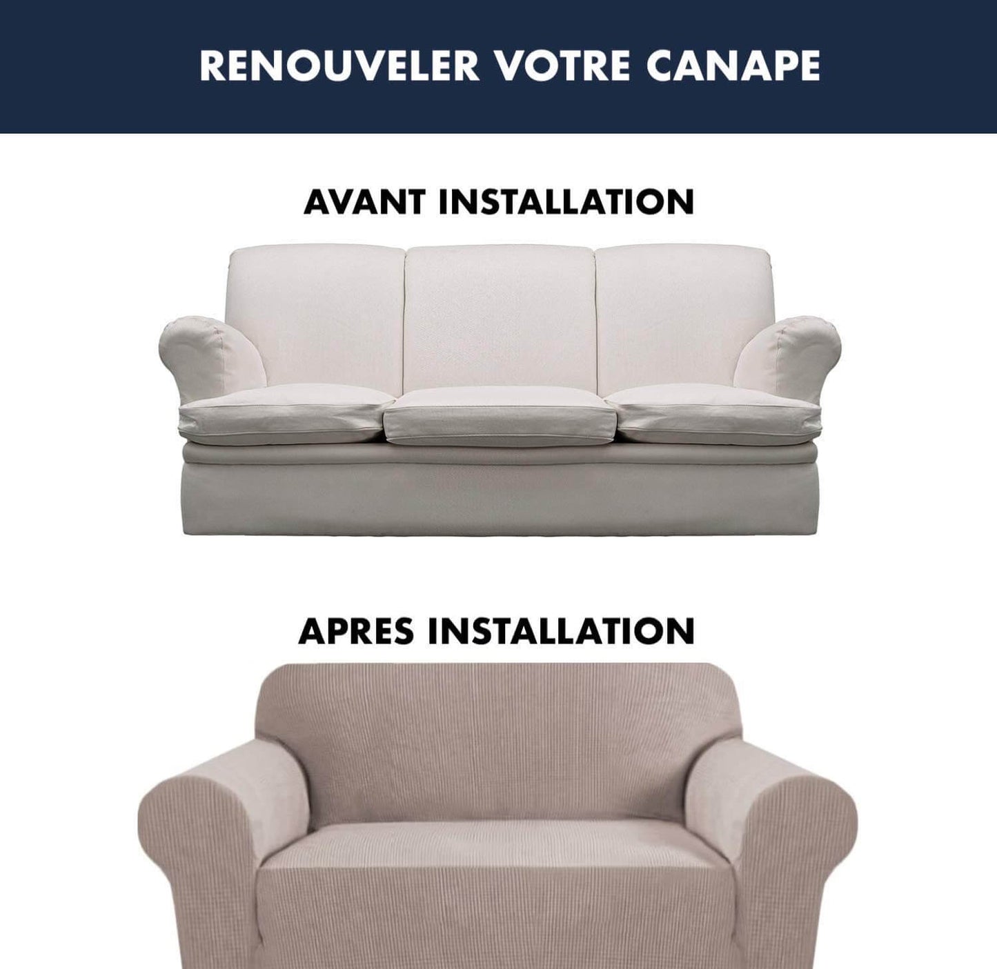 Housse Canapé Extensible à Tissu Jacquard - Beige Sable