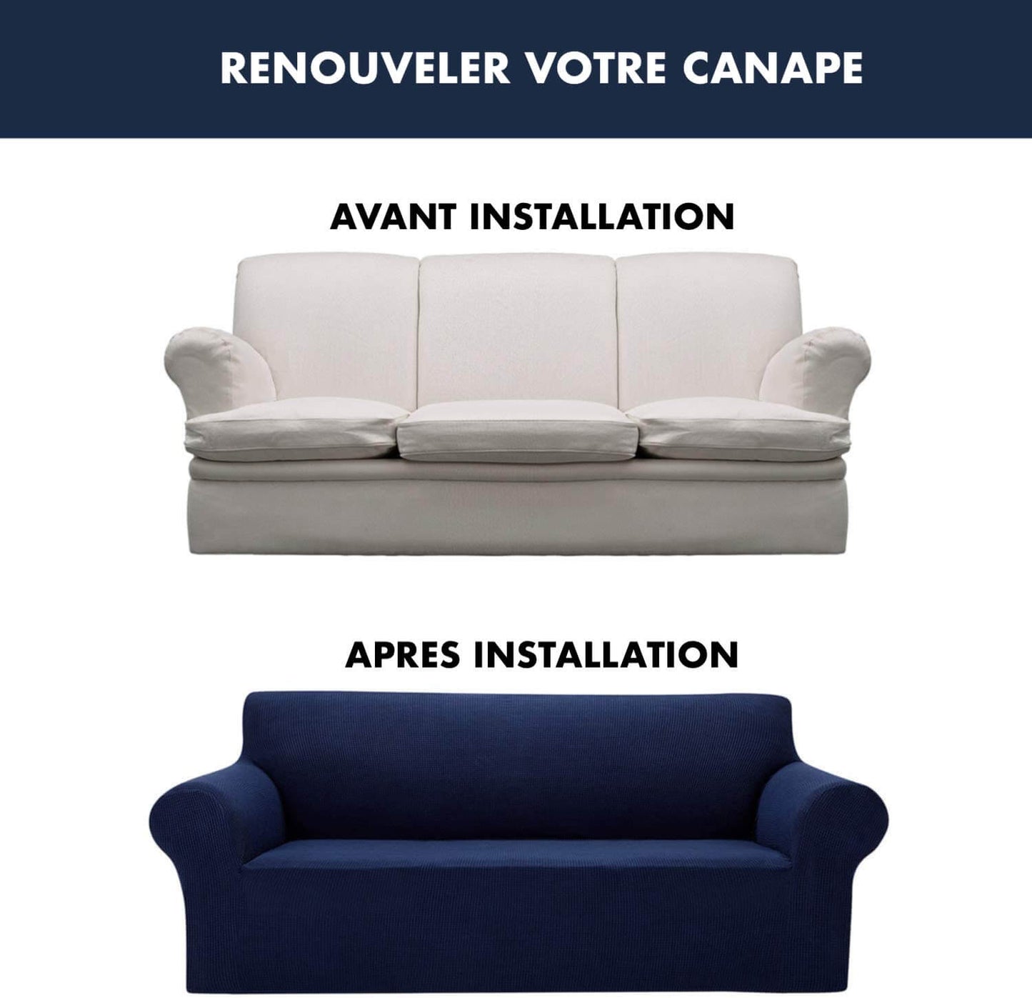 Housse Canapé Extensible à Tissu Jacquard - Bleu