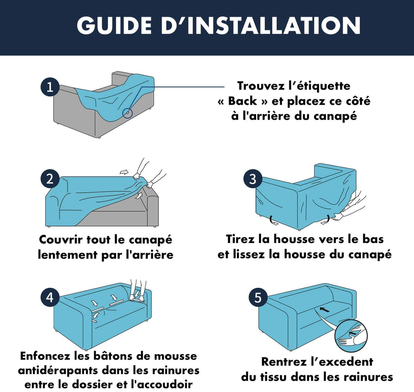 Housse Canapé Extensible à Tissu Jacquard - Gris Clair