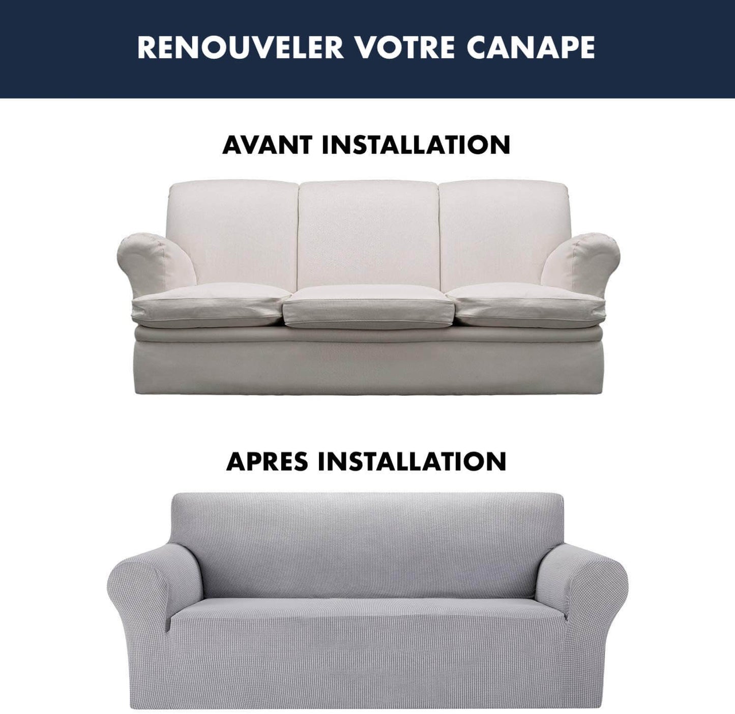 Housse Canapé Extensible à Tissu Jacquard - Gris Clair