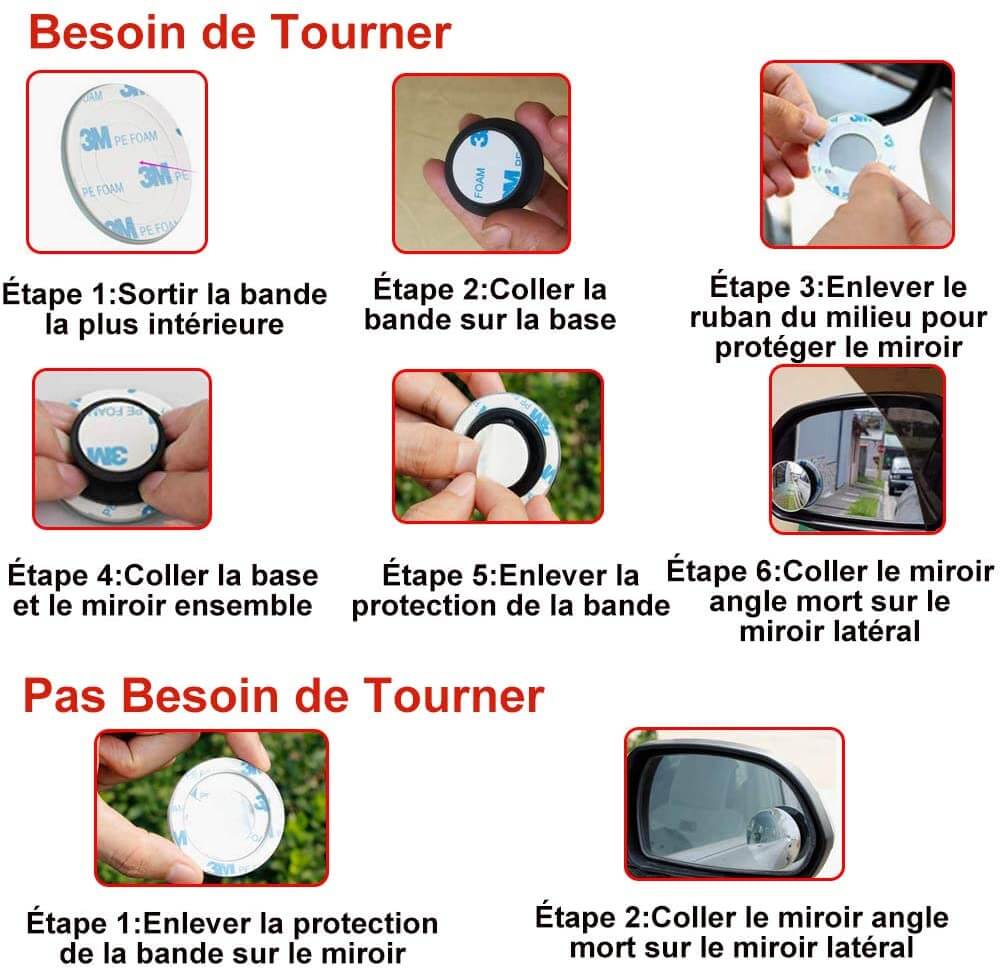 2 x Miroirs Rétroviseurs d'Angle Mort Ronde Réglables