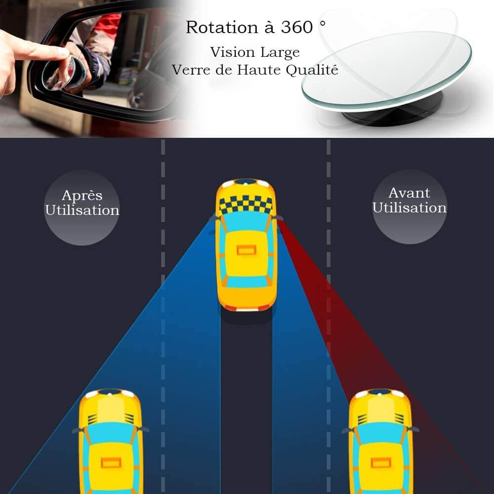 2 Miroirs D'Angle Mort Semoic | Grand Angle Réglable | Pour Voiture, Camionnette, Remorquage