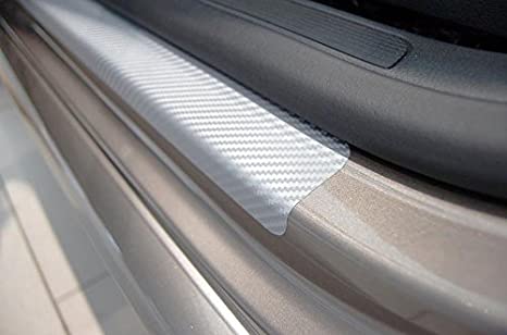 4 x Protections Seuil Porte de Voiture En Carbone 4D Universel Gris