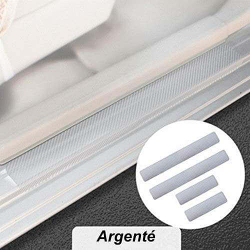 4 x Protections Seuil Porte de Voiture En Carbone 4D Universel Gris