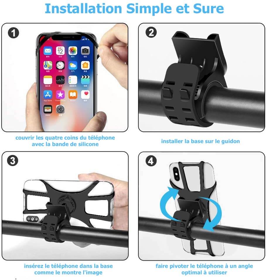Support Téléphone pour Vélo/Moto Universel Rotatif Réglable