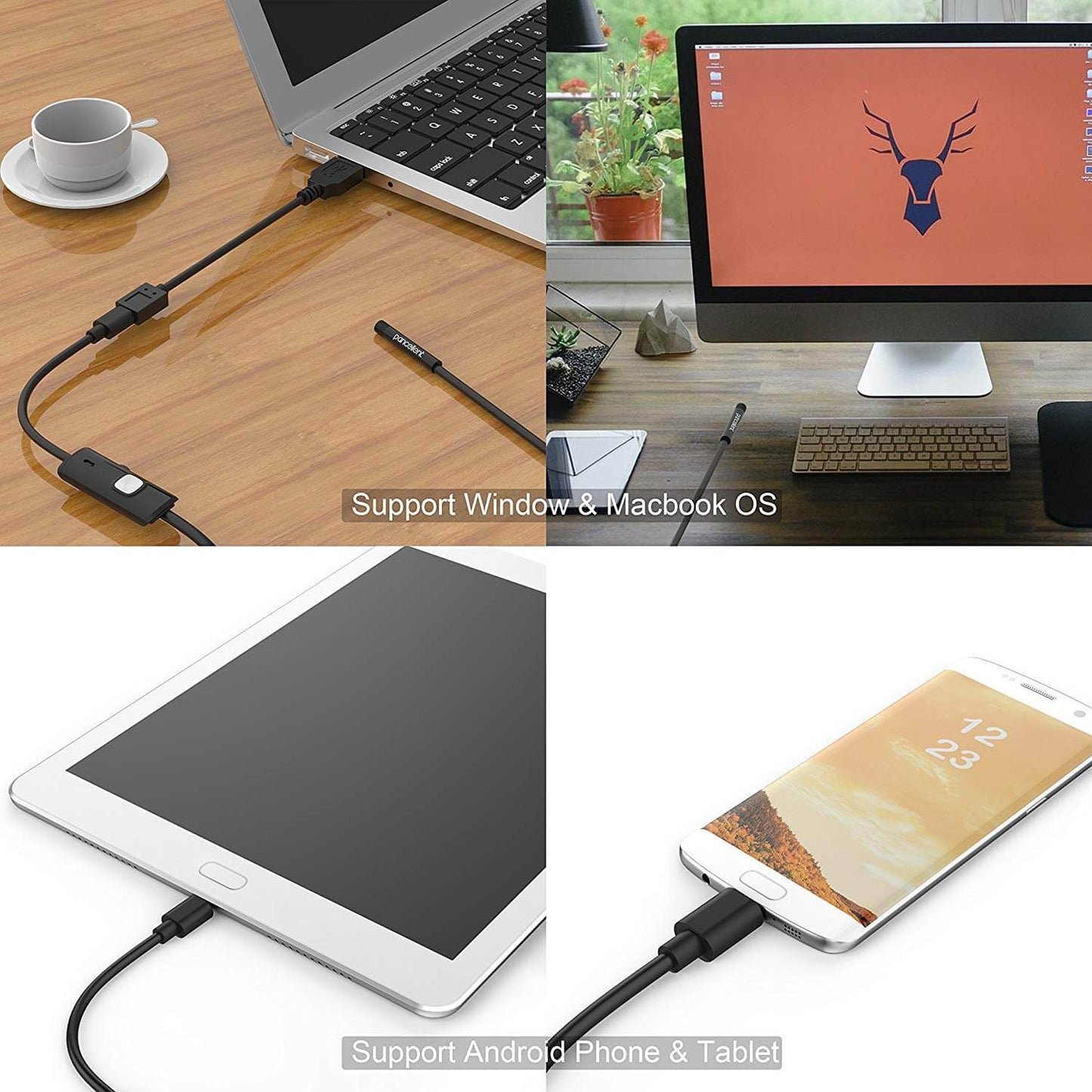 Endoscope USB Android HD 720P, 8 LED 8mm, IP67 étanche 3,5 mètres
