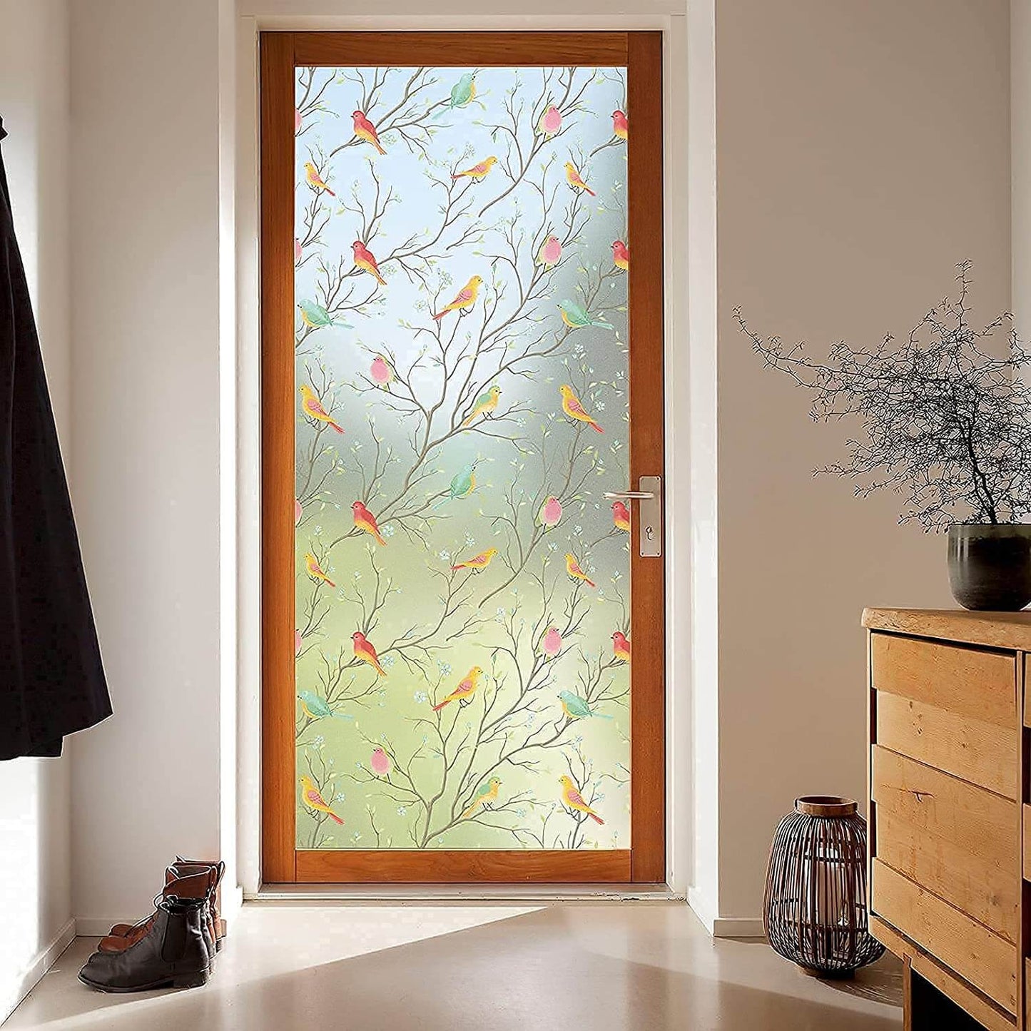 Film Décoratif Anti-regards pour Fenêtre 3D Statique - Motif Oiseaux