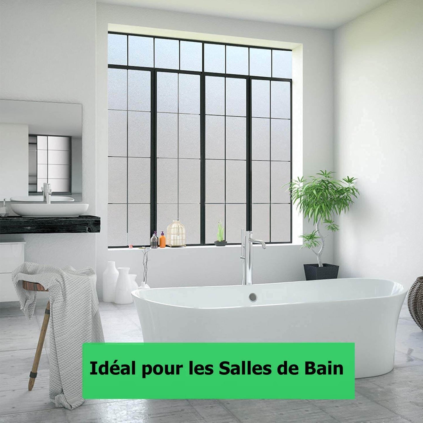 Film Adhésif Décoratif pour Fenêtre 3D Anti-regards - Motif Opaque