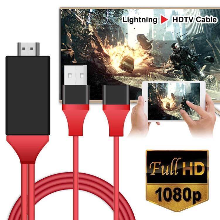 Adaptateur HDMI HDTV 1080p 4k Câble 1m pour iPhone iPad et Android