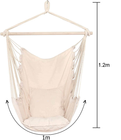 Fauteuil Suspendu Balançoire Hamac en Coton - Beige