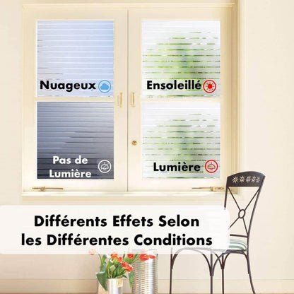 Film Décoratif Anti-regards pour Fenêtre 3D Statique  - Motif Rayures