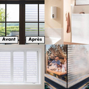 Film Décoratif Anti-regards pour Fenêtre 3D Statique  - Motif Rayures