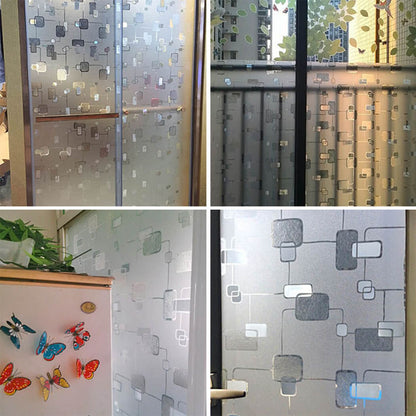 Film Décoratif Anti-regards pour Fenêtre 3D Statique - Motif Carreaux