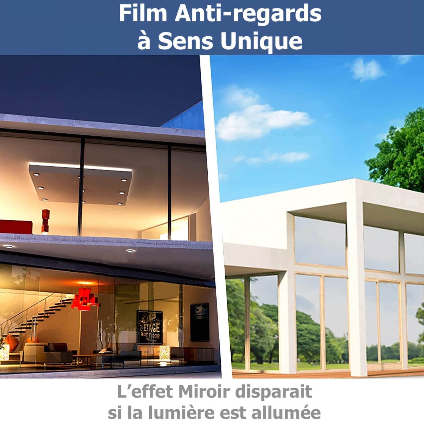 Film Décoratif Anti-regards Statique à Sens Unique - Motif Miroir