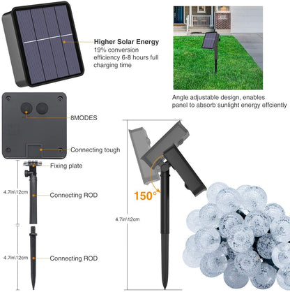 Guirlande à Boules Lumineuses Solaire 50 LED 7m Etanche IP44