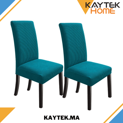 Housse de Chaise Extensible à Tissu Jacquard - Turquoise
